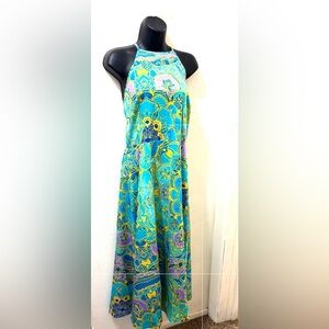 NWOT Women’s Multi-Colored Summer Long Halter Dress 
SZ-XL
